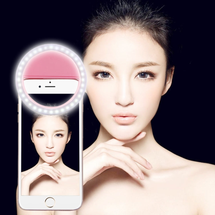 Charging Selfie Beauty Light For iPhone, Galaxy, Huawei, Xiaomi, LG, HTC and Other Smart Phones with Adjustable Clip & USB Cable Pink