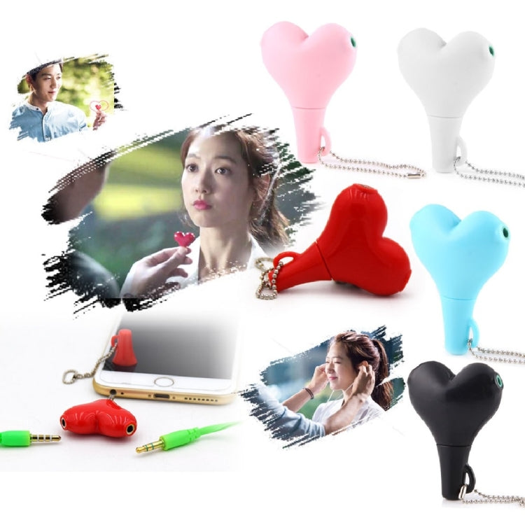 1 Male to 2 Females 3.5mm Jack Plug Multi-function Heart Shaped Earphone Audio Video Splitter Adapter with Key Chain for iPhone, iPad, iPod, Samsung, Xiaomi, HTC and Other 3.5 mm Audio Interface Electronic Digital Products – Durable Build, Easy to Use