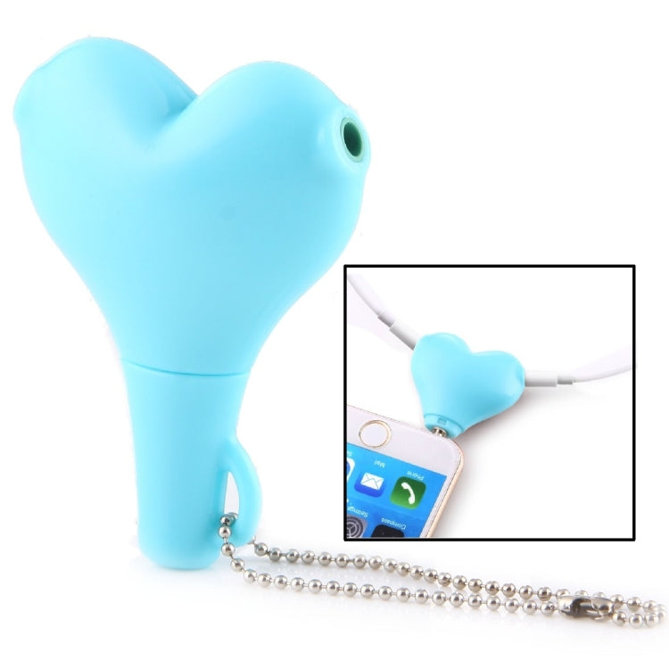 1 Male to 2 Females 3.5mm Jack Plug Multi-function Heart Shaped Earphone Audio Video Splitter Adapter with Key Chain for iPhone, iPad, iPod, Samsung, Xiaomi, HTC and Other 3.5 mm Audio Interface Electronic Digital Products – Durable Build, Easy to Use Blue