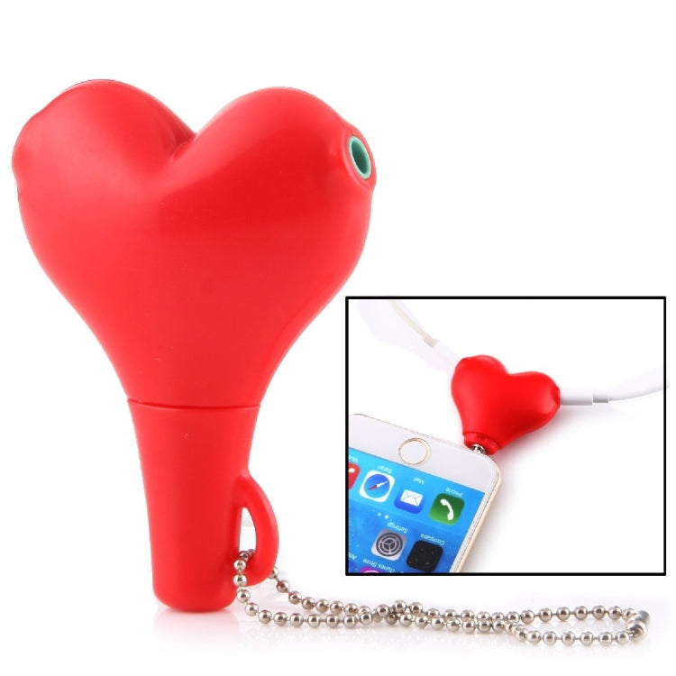 1 Male to 2 Females 3.5mm Jack Plug Multi-function Heart Shaped Earphone Audio Video Splitter Adapter with Key Chain for iPhone, iPad, iPod, Samsung, Xiaomi, HTC and Other 3.5 mm Audio Interface Electronic Digital Products – Durable Build, Easy to Use Red
