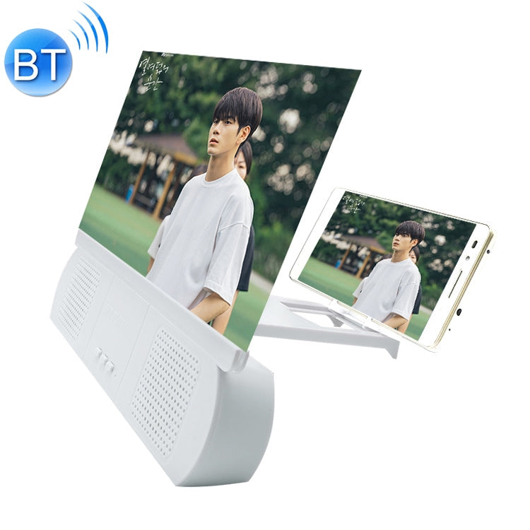 F9 10 inch Universal Chargeable Mobile Phone Screen Amplifier HD Video Amplifier with Silicone Suction Cup Stand & Bluetooth Speaker, 10 inch Black, 10 inch White – Bluetooth 10 inch White White