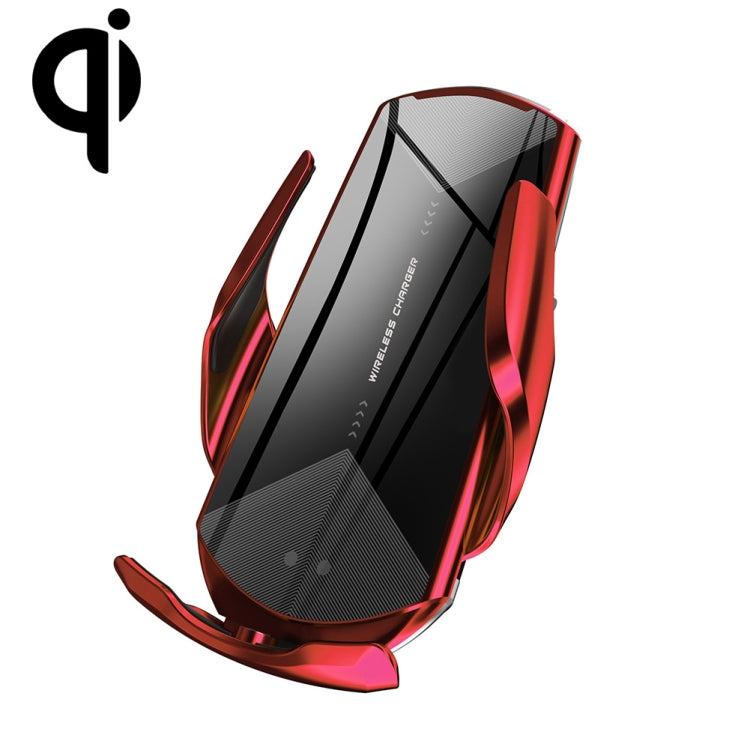 Q2 15W Universal Rotation Infrared Induction Magnetic Car Wireless Charging Mobile Phone Holder with Micro USB + 8 Pin + Type-C / USB-C Magnetic Connector, Q2 Black, Q2 Red, Q2 Silver – Magnetic, Fast Charging, Wireless Charging Q2 Red Red