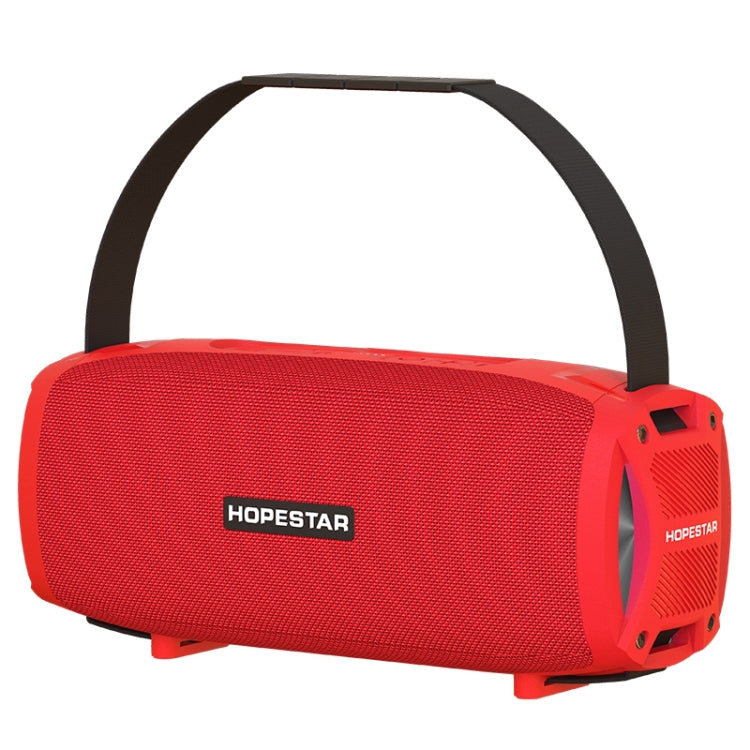 HOPESTAR H24 Pro TWS Portable Outdoor Waterproof Woven Textured Bluetooth Speaker with Rhythm Light, Support Hands-free Call & U Disk & TF Card & 3.5mm AUX & FM, H24 Pro Black, H24 Pro Grey, H24 Pro Blue, H24 Pro Red – Waterproof, Bluetooth, TPU H24 Pro Red Red