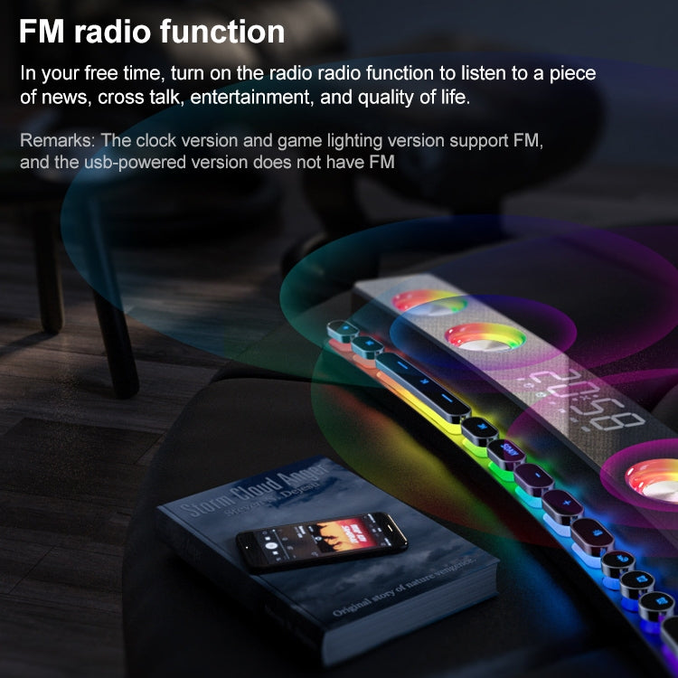 SOAIY SH39 Colorful Spectrum Lighting Effect + Mechanical Buttons + Clock Alarm + Battery Desktop Home Gaming Bluetooth Speaker, Deluxe Edition – Bluetooth