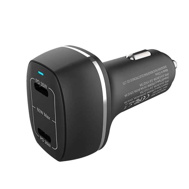 ACC-580 Dual Ports PD 60W Fast Charging Car Charger Black