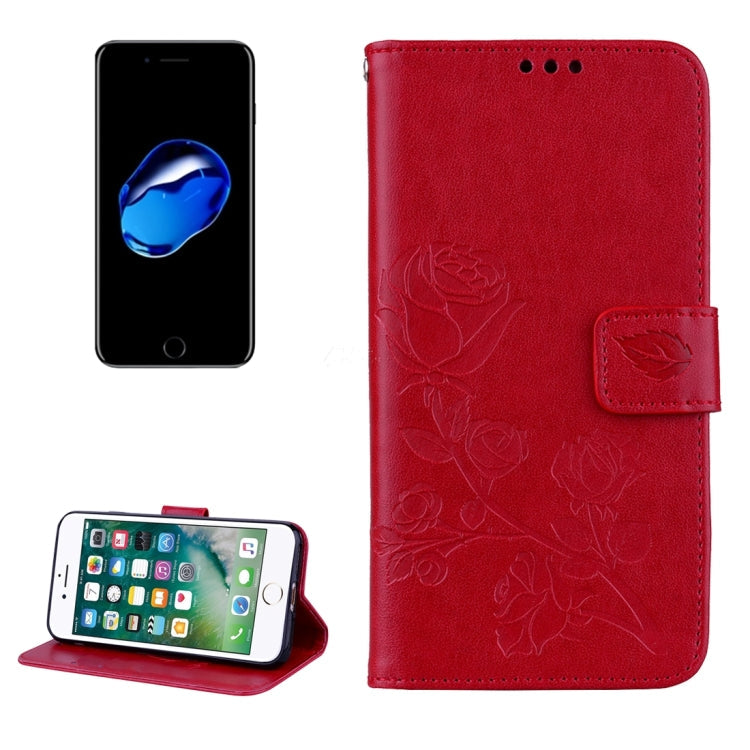 Fro iPhone 8 & 7 Roses Pressed Flowers Pattern Flip Leather Case with Holder & Card Slots & Wallet, Fro 8 & 7 Fro 8 & 7 Red