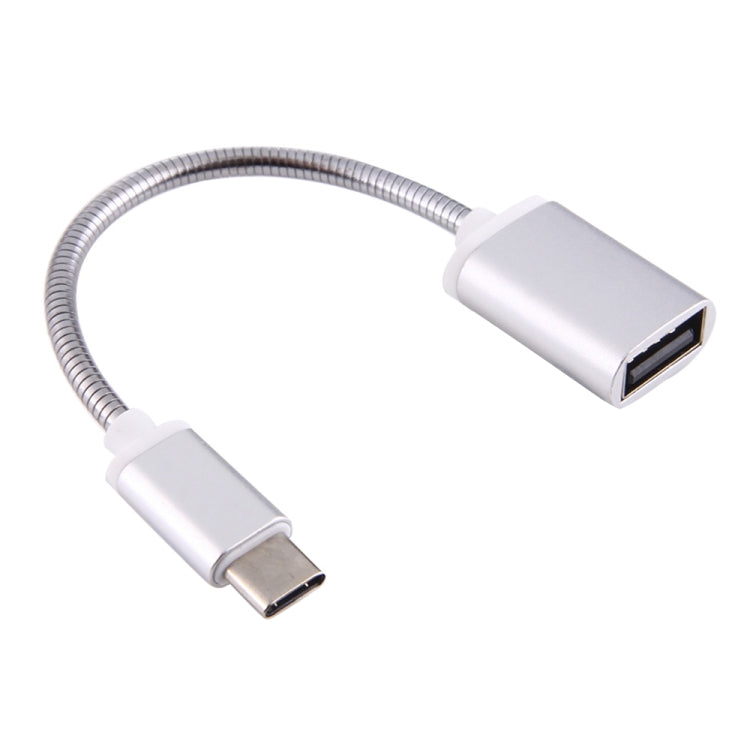 8.3cm USB Female to Type-C Male Metal Wire OTG Cable Charging Data Cable – Durable Build, Easy to Use Silver