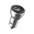 REMAX RCC106 Vitor Series 3.4A Dual USB Interface Car Charger with Digital Display, with Digital Display Silver with Digital Display Silver Silver