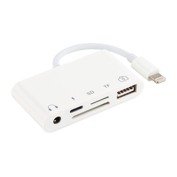 Card Reader – 5 in 1  8 Pin to USB HUB And USB-C / Type-C And 3.5mm Earphone And SD...