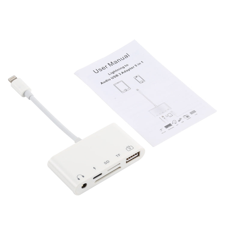 Card Reader – 5 in 1  8 Pin to USB HUB And USB-C / Type-C And 3.5mm Earphone And SD...