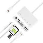 Card Reader – 5 in 1  8 Pin to USB HUB And USB-C / Type-C And 3.5mm Earphone And SD...