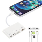 Card Reader – 5 in 1  8 Pin to USB HUB And USB-C / Type-C And 3.5mm Earphone And SD...