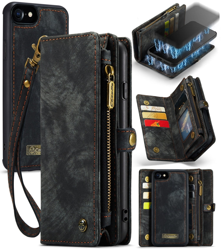 CaseMe for iPhone 8 & 7 Multifunctional Leather Billfold with Detachable Magnetic PC Back Protective Case & Holder & 10 Card Slots & 3 Cash Slots & 1 Zipper Wallet & 2 Photo Frames & 3 Magnetic Clasps, For iPhone 8 & 7, For 8 & 7 For iPhone 8 & 7 Black