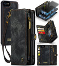 CaseMe for iPhone 8 & 7 Multifunctional Leather Billfold with Detachable Magnetic PC Back Protective Case & Holder & 10 Card Slots & 3 Cash Slots & 1 Zipper Wallet & 2 Photo Frames & 3 Magnetic Clasps, For iPhone 8 & 7, For 8 & 7 For iPhone 8 & 7 Black