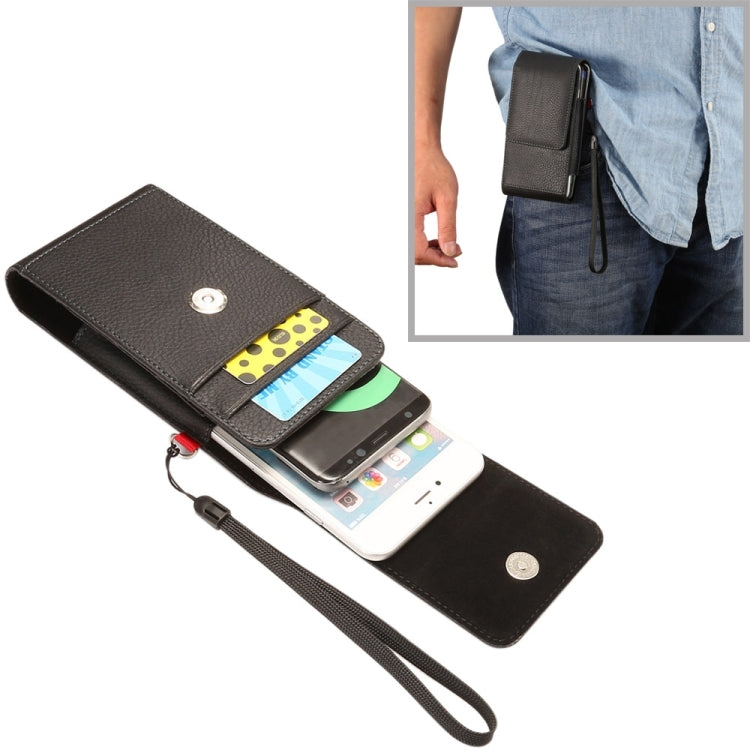 Universal Litchi Texture Vertical Flip Upright Lattice PU Leather Case / Waist Bag with Back Splint & Card Slots & Lanyard for iPhone 8 Plus & 7 Plus , Galaxy Note 8 / S8 Plus / S9+, Huawei Mate 8, For 6.0 inch and Below Phones For 6.0 inch and Below Phones