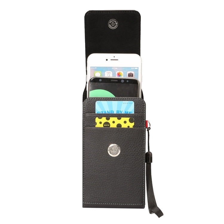 Universal Litchi Texture Vertical Flip Upright Lattice PU Leather Case / Waist Bag with Back Splint & Card Slots & Lanyard for iPhone 8 Plus & 7 Plus , Galaxy Note 8 / S8 Plus / S9+, Huawei Mate 8, For 6.0 inch and Below Phones