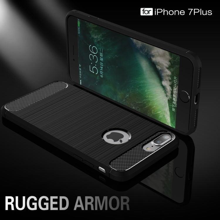 Protective Case – For iPhone 7 Plus Brushed Texture Fiber TPU Rugged Armor Protective...
