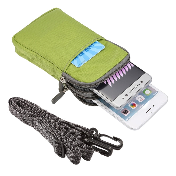 Universal Multi-function Plaid Texture Double Layer Zipper Sports Waist Bag / Shoulder Bag for iPhone X & 7 & 7 Plus / Galaxy S9+ / S8+ / Note 8 / Sony Xperia Z5 / Huawei Mate 8, Size: 16.5 x 9.0 x 3.0cm – Durable Build, Easy to Use Green