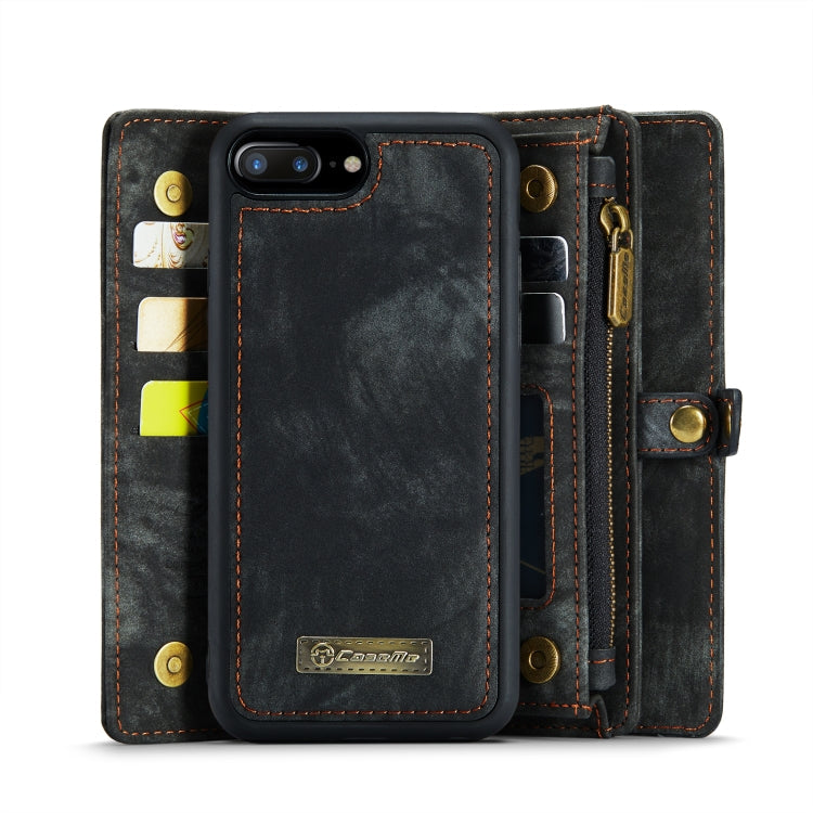 CaseMe for iPhone 8 Plus & 7 Plus Multifunctional Leather Billfold with Detachable Magnetic PC Back Protective Case & Holder & 11 Card Slots & 3 Cash Slots & 1 Zipper Wallet & 2 Photo Frames & 3 Magnetic Clasps, For 8P & 7P