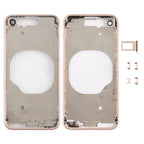 Transparent Battery Back Cover with Camera Lens Frame & SIM Card Tray & Side Keys for iPhone 8, For iPhone 8 (Transparent Gold)