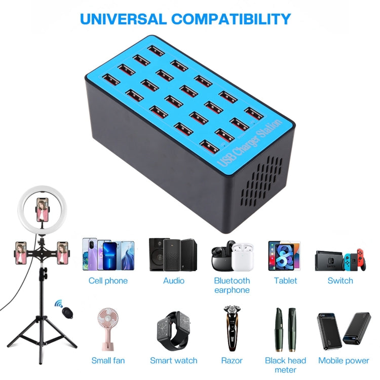 WLX-A5+ 100W 20 USB Ports Charger Station Automatically Assigned Smart...
