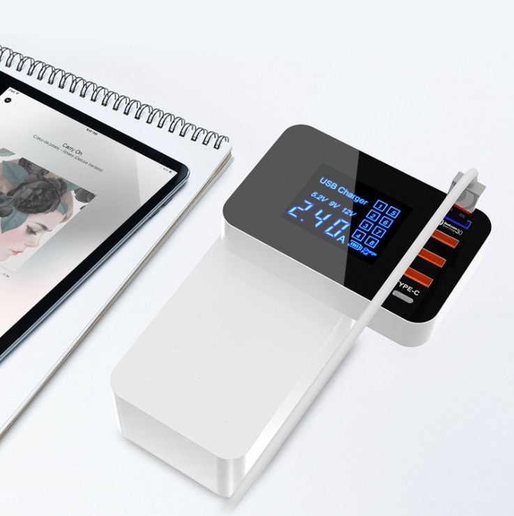 CDA33Q 40W QC 3.0 USB + 3 USB Ports + USB-C / Type-C Ports Multi-function Charger with LED Display, AU Plug, AU Plug – Fast Charging, TPU