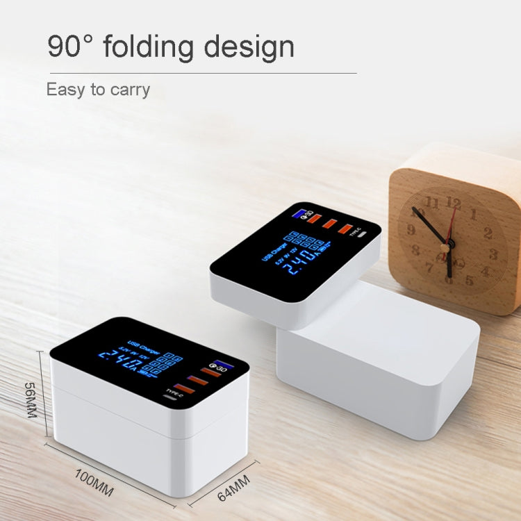 CDA33Q 40W QC 3.0 USB + 3 USB Ports + USB-C / Type-C Ports Multi-function Charger with LED Display, AU Plug, AU Plug – Fast Charging, TPU