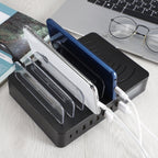 50W 6 USB Ports + 2 USB-C / Type-C Ports + Wireless Charging Multi-function Charger with LED Display & Detachable Bezel, EU Plug, EU Plug