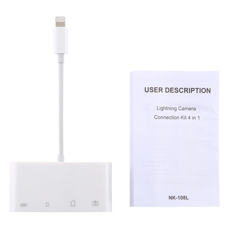 NK-108L Card Reader – 8 Pin to USB + TF Card + SD Card Camera Reader Adapter, Compatible with...