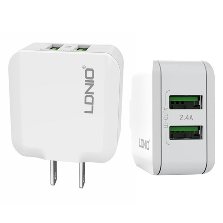 LDNIO Data Cable – A2201 2.4A Dual USB Charging Head Travel Direct Charge Mobile Phone... Type-C US Plug