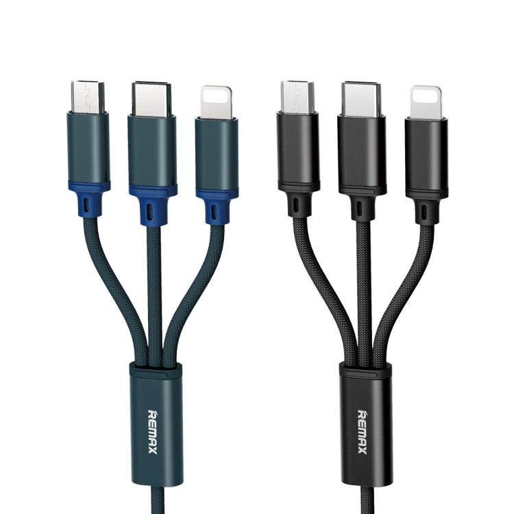 RC-131TH 1m 2.8A 3 in 1 USB to 8 Pin & USB-C / Type-C & Micro USB Charging Cable – Aluminum Alloy