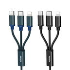 RC-131TH 1m 2.8A 3 in 1 USB to 8 Pin & USB-C / Type-C & Micro USB Charging Cable – Aluminum Alloy
