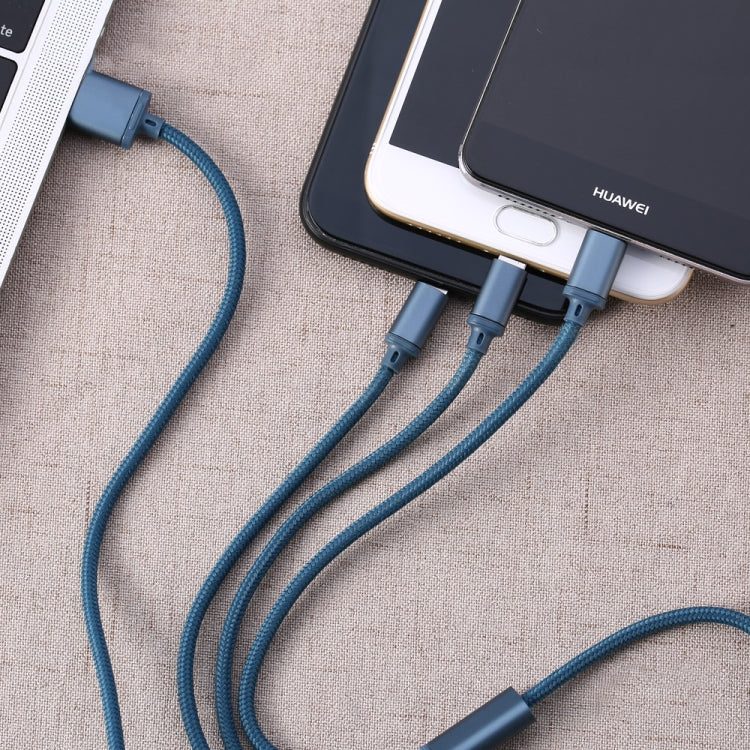RC-131TH 1m 2.8A 3 in 1 USB to 8 Pin & USB-C / Type-C & Micro USB Charging Cable – Aluminum Alloy