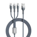 REMAX RC-070TH 1.2m 2A 3 in 1 USB to 8 Pin & USB-C / Type-C & Micro USB Charging Cable Silver