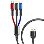 awei CL-971 3 in 1 1.2m 2.4A USB to 8 Pin + Micro USB + USB-C / Type-C Multi Charging Cable – Fast Charging