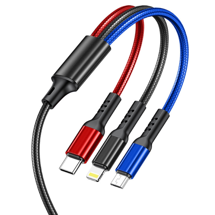 awei CL-971 3 in 1 1.2m 2.4A USB to 8 Pin + Micro USB + USB-C / Type-C Multi Charging Cable – Fast Charging