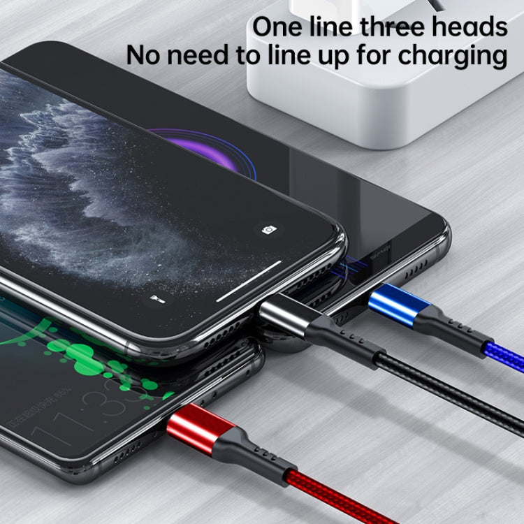 awei CL-971 3 in 1 1.2m 2.4A USB to 8 Pin + Micro USB + USB-C / Type-C Multi Charging Cable – Fast Charging