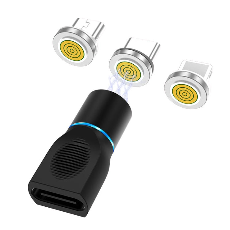 4 in 1 3A 8 Pin & USB-C / Type-C & Micro USB Zinc Alloy Magnetic Charging Head + USB-C / Type-C Magnetic Charging Adapter Set, USB-C / Type-C – Magnetic, Data Transmission