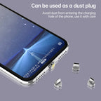 4 in 1 3A 8 Pin & USB-C / Type-C & Micro USB Zinc Alloy Magnetic Charging Head + USB-C / Type-C Magnetic Charging Adapter Set, USB-C / Type-C – Magnetic, Data Transmission