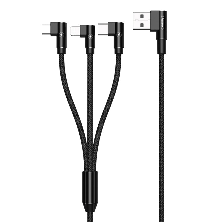 RC-167th Charging Cable – 3 in 1 2.1A USB to 8 Pin + USB-C / Type-C + Micro USB Range Series... Black