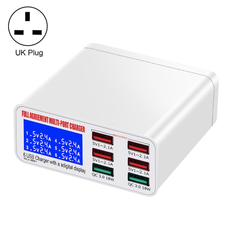 WLX-896+ 6 In 1 Multi-function Smart Digital Display USB Charger, WLX-896+(AU Plug), WLX-896+(EU Plug), WLX-896+(UK Plug), WLX-896+(US Plug) – Fast Charging WLX-896+(UK Plug) UK Plug