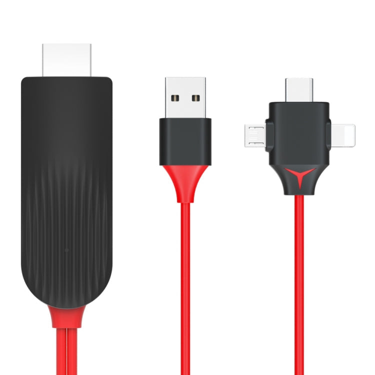 Cable – MiraScreen L7-8 3 in 1 8 Pin + Micro USB + USB-C / Type-C to HDMI Video... 3 in 1 HDMI