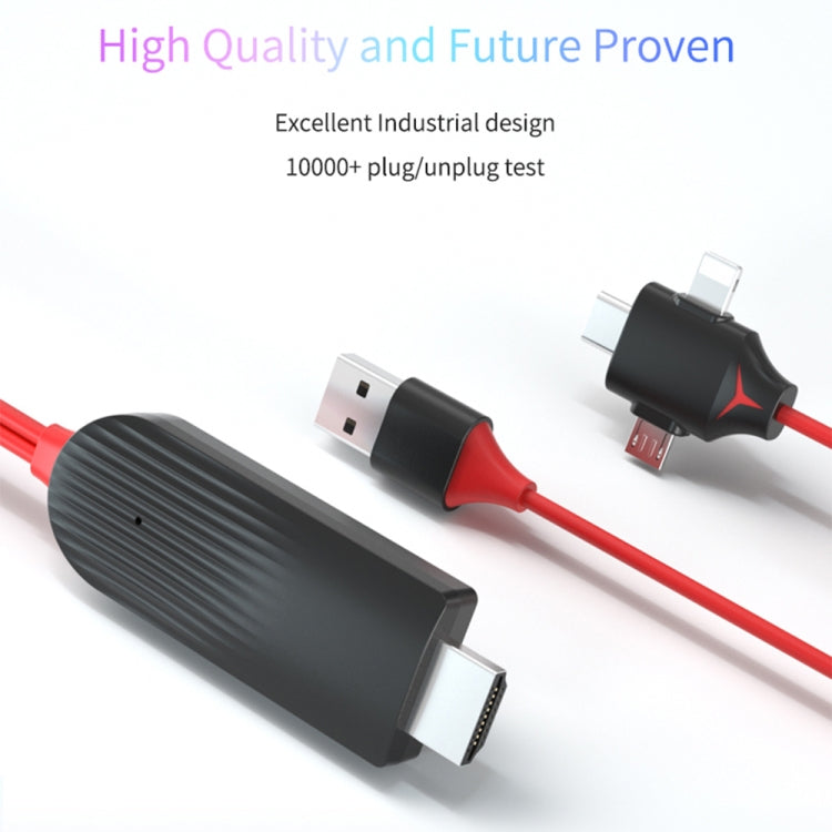 Cable – MiraScreen L7-8 3 in 1 8 Pin + Micro USB + USB-C / Type-C to HDMI Video...