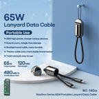 RC-140a Thor Series 65W USB-C / Type-C to USB-C / Type-C Portable Lanyard Data Cable, Cable Length: 1.2m, USB-C / Type-C to USB-C / Type-C – Lanyard, Fast Charging