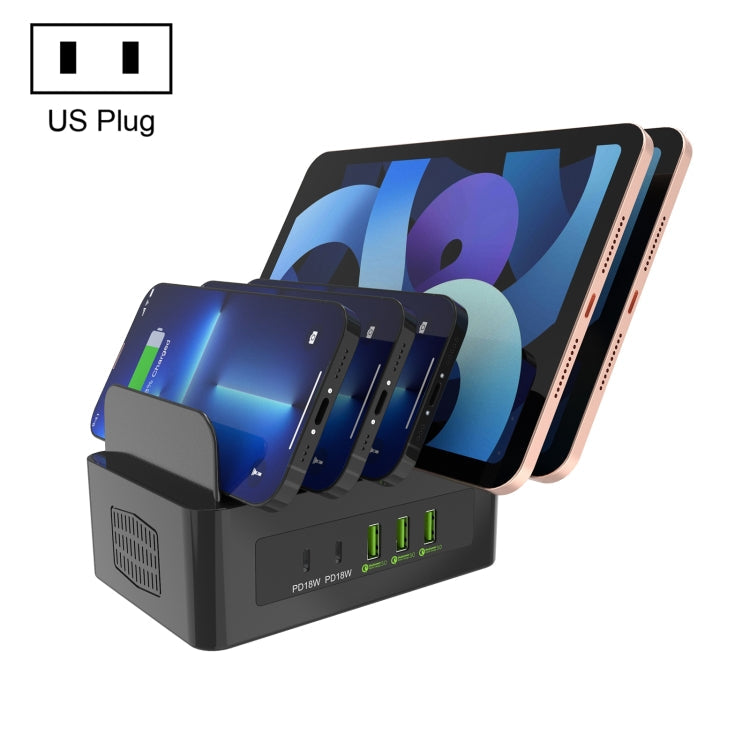 YFY-A54 Stand – 100W USB + Type-C 5-Ports Smart Charging Station with Phone & Tablet... YFY-A54 IP8G1275