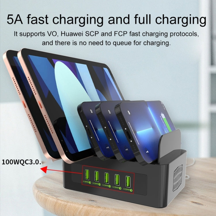 YFY-A54 Stand – 100W USB + Type-C 5-Ports Smart Charging Station with Phone & Tablet...
