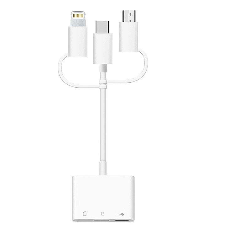 3 in 1 8-Pin And Micro USB And Type-C to TF & SD Card Reader USB OTG Extender Adapter Default Title