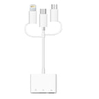 3 in 1 8-Pin And Micro USB And Type-C to TF & SD Card Reader USB OTG Extender Adapter Default Title