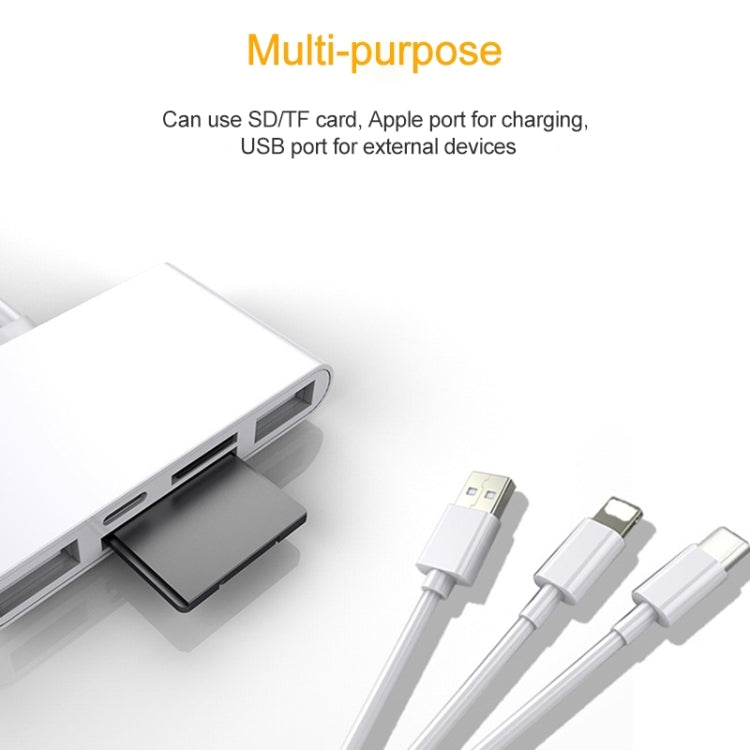 Card Reader – 5 in 1 8 Pin + Type-C / USB-C + USB + TF Card + SD Card Multi-function...