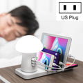 HQ-UD12 Universal 4 in 1 40W QC3.0 3 USB Ports + Wireless Charger Mobile Phone Charging Station with Mushroom Shape LED Light, Length: 1.2m, US Plug Default Title